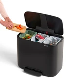 Brabantia Bo Matt Black Pedallı Çöp Kutusu 3x11lt thumbnail 2