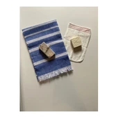 Gelin Hamamı Seti, Premium Peştemal , Ponza Topuk Taşı, Doğal Zeytinyağı Sabun, Kese 4lü Set - 1