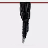 Dantelli Püsküllü Şal (Mevlid Örtüsü, 166x61 cm. Siyah) - 2