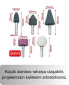 Premium 10 Parça Hobi Gravür Taşlama Ucu Mini Metal Ahşap Oyma Seti Parlatma Zımparalama Fırçalama - 4