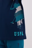 U.S. Polo Assn. Erkek Çocuk Logolu Lacivert %100 Pamuklu Uzun Kollu Paça Lastikli Pijama Takım - 5