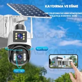 8MP 4G Sim Kartlı Güvenlik Kamerası, Solar Panelli, AOV Kesinsiz Kayıt, 1 YIL INTERNET, Otomatik Takip, Alarm, Çift Yönlü Konuşma - 4