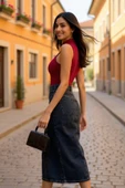 Kadın Bordo Kolsuz Balıkçı Yaka Basic Bluz - 5