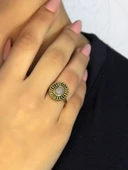 Doğal Taş Pembe Kuvars Yuvarlak Doğal Taşlı Antik Model Kadın Ayarlanabillir Yüzük euy74pk thumbnail 1