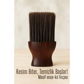 Berber Ense Fırçası Saç Temizleme Fırçası - Berber Temizlik Fırçası Masif Ahşap - 1