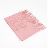 Dantelli Püsküllü Şal (Mevlid Örtüsü, 166x61 cm.  Pembe) thumbnail 1