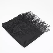 Dantelli Püsküllü Şal (Mevlid Örtüsü, 166x61 cm. Siyah) - 1