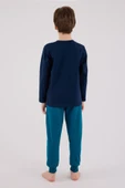 U.S. Polo Assn. Erkek Çocuk Logolu Lacivert %100 Pamuklu Uzun Kollu Paça Lastikli Pijama Takım - 6