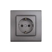 Viko Linnera Life Topraklı Priz Mek+Kapak (Çerçeve Dahil) - Granit Grisi 90442008 - 1