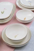 Tabak Evi Porselen Natura Karma Altın Yaldız Yemek Takımı Kayık Tabaklı 6 Kişilik 27 Parça - 10
