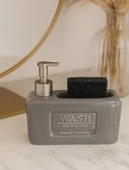 Şık ve Fonksiyonel Seramik Süngerlikli Sıvı Sabunluk/Deterjanlık, Gri, 500 ml thumbnail 1
