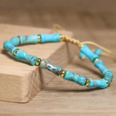 Valkyrie Doğal Turkuaz Taşlı Bileklik Ayarlanabilir El Yapımı Unisex Bileklik İç Huzur ve Denge Taşı - 7