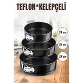 3 Boy Kelepçeli Kek Kalıbı 24-26-28 Cm Teflon - 1