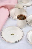 Tabak Evi Porselen Altın Yaldız Kahve Fincan Takımı Kelebek 90cc 6 Kişilik 12 Parça - 4