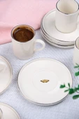 Tabak Evi Porselen Platin Kahve Fincan Takımı Kelebek 90cc 6 Kişilik 12 Parça - 6