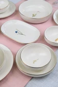 Tabak Evi Porselen Natura Karma Altın Yaldız Yemek Takımı Salata Kaseli 6 Kişilik 27 Parça - 6