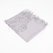 Dantelli Püsküllü Şal (Mevlid Örtüsü, 166x61 cm. Gri) - 1