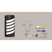 Econa 24W Siyah Kasa Dış Mekan LED Aplik Oval Çerçeveli (6500K) - 1