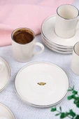 Tabak Evi Porselen Platin Kahve Fincan Takımı Kelebek 90cc 6 Kişilik 12 Parça - 4