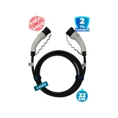 Hims EMEF-22T2-SB-2 22KW Tip 2 Beyaz Soketli 2m Elektrikli Araç Şarj Kablosu - 1