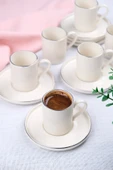 Tabak Evi Porselen Platin Kahve Fincan Takımı Kelebek 90cc 6 Kişilik 12 Parça - 5