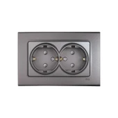 Viko Linnera Life Granit Grisi  Topraklı Priz İkili Çerçeveli - 1