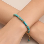 Valkyrie Doğal Turkuaz Taşlı Bileklik Ayarlanabilir El Yapımı Unisex Bileklik İç Huzur ve Denge Taşı - 2