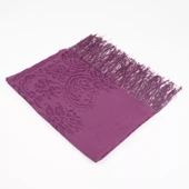 Dantelli Püsküllü Şal (Mevlid Örtüsü, 166x61 cm. Mor) - 1