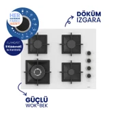 Flowart Turbolu Beyaz Cam Ankastre Set ( 65 CM Woklu OCAK ) QBL62CB - SC406 - D087 thumbnail 3