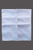 Çiçek İşlemeli 6 lı Bayan Beyaz Mendili 28x28 cm 100 Pamuk - 4