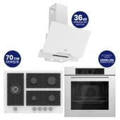 Flowart Turbolu 5 Gözlü Silenart Beyaz Cam Ankastre Set QBL62CB - BL136 - D064SA thumbnail 1