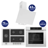 Flowart Turbolu 5 Gözlü Silenart Beyaz Cam Ankastre Set QBL62CB - BL136 - D078SA - 1