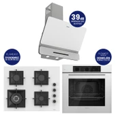 Flowart Turbolu Amörtisörlü Silenart Beyaz Cam Ankastre Set ( 65 CM Woklu OCAK ) QBL62CB - SC406 - D081SA thumbnail 1