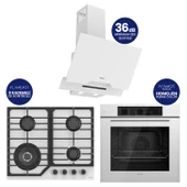 Flowart Turbolu Asimetrik Silenart Beyaz Cam Ankastre Set QBL62CB - NT026WFA - D064SA thumbnail 1