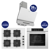 Flowart Turbolu Amörtisörlü Silenart Beyaz Cam Ankastre Set ( Kaymaz Döküm Izgara ) QBL62CB - SC206 - D081SA thumbnail 1