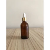 Ziylan 50CC Kahverengi Cam Şişe+Sarı Kapak Beyaz Emzik,ecza Şişesi,medikal Şişe,boş Şişe,50 Adet - 1