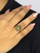 Doğal Taş Sitrin Doğal Taşlı Antik Model Kadın Ayarlanabillir Yüzük euy74s thumbnail 1