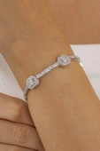 Gümüş Pazarım Baget Taşlı Sıralı Su Yolu Gümüş Bileklik - 2