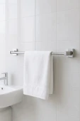 Krom Yapışkanlı Uzun Havluluk – Kare Topuzlu Metal Banyo Havlu Askısı, Dayanıklı & Şık - (101-K) - KTK - 4