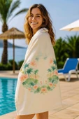 Unisex Desenli Baskılı Deniz Plaj Havlusu Palmiye 70x140 Cm - 1
