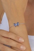 Gümüş Pazarım Mavi Taşlı Kelebek Gümüş Bileklik thumbnail 2