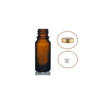 10ml kahverengi şişe sarı metal düz kapaklı, 24 adet, cam şişe, esans şişesi, yağ şişesi, kozmetik şişesi - 1
