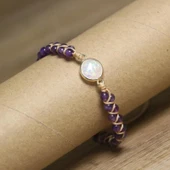 Valkyrie Doğal Ametist Taşlı Opal Merkezli El Yapımı Makrome Bileklik – Ayarlanabilir Kadın Bileklik Pozitif Enerji ve Denge Taşı - 6