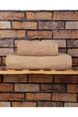 2 Parça %100 Pamuklu Soft Lüx Banyo Havlu Seti Kahve - 1