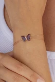 Gümüş Pazarım Ametist Taşlı Kelebek Gümüş Bİleklik thumbnail 2