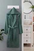 Kapüşonlu Unisex Banyo Bornozu %100 Soft Pamuklu Yeşil - 1