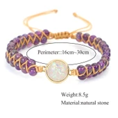 Valkyrie Doğal Ametist Taşlı Opal Merkezli El Yapımı Makrome Bileklik – Ayarlanabilir Kadın Bileklik Pozitif Enerji ve Denge Taşı - 5