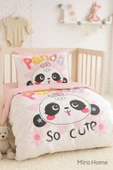 Yenidoğan Kız Bebek Nevresim Takımı %100 Pamuklu Panda So Cute - 1