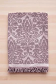 2 Parça Jakarlı Banyo Havlu Takımı %100 Pamuklu 90x150 Cm Arden Mor - 2