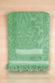 2 Parça Jakarlı Banyo Havlu Takımı %100 Pamuklu 90x150 Cm Arden Yeşil - 1